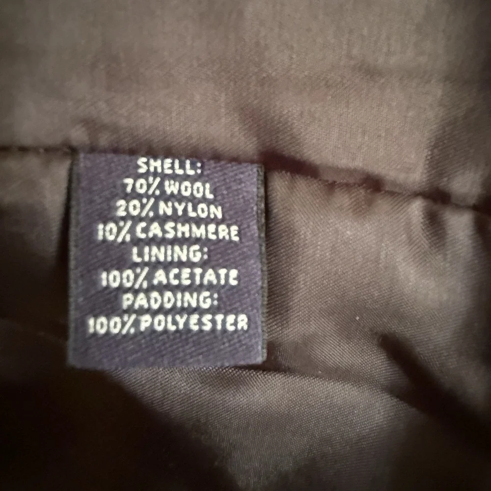 BROOKS BROTHERS‎ Cashmere Blend Coat Medium Wool Black Full Zip Buttons 4 Pocket